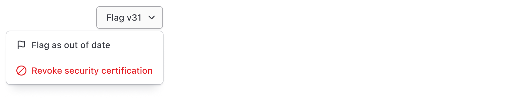Example of a Dropdown with enhanced accessibility, including adding an icon and placing as the last item in the list